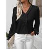 imageEVALESS Long Sleeve Shirts for Women Cute Ruffled V Neck Tops for Women 2025 Basic Blouses Fall Outfits Fashion ClothingBlack