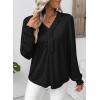 imageEVALESS Long Sleeve Shirts for Women Cute Ruffled V Neck Tops for Women 2025 Basic Blouses Fall Outfits Fashion ClothingBlack
