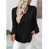 imageEVALESS Long Sleeve Shirts for Women Cute Ruffled V Neck Tops for Women 2025 Basic Blouses Fall Outfits Fashion ClothingBlack