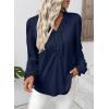imageEVALESS Long Sleeve Shirts for Women Cute Ruffled V Neck Tops for Women 2025 Basic Blouses Fall Outfits Fashion ClothingBlue