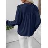 imageEVALESS Long Sleeve Shirts for Women Cute Ruffled V Neck Tops for Women 2025 Basic Blouses Fall Outfits Fashion ClothingBlue