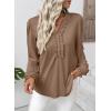 imageEVALESS Long Sleeve Shirts for Women Cute Ruffled V Neck Tops for Women 2025 Basic Blouses Fall Outfits Fashion ClothingKhaki