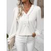 imageEVALESS Long Sleeve Shirts for Women Cute Ruffled V Neck Tops for Women 2025 Basic Blouses Fall Outfits Fashion ClothingWhite