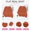 imageEVALESS Long Sleeve Sweaters for Women Fashion V Neck Waffle Knit Sweater Tops Fall 2024 Outfits Loose Jumper Pullover1b Orange