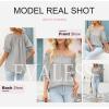 imageEVALESS Spring Outfits for Women 2025 Tunic Tops Beach Vacation Clothes Short Sleeve Shirts Crewneck Summer Blouses Loose Fit Solid Color Off The Shoulder Top Gray Tshirts Small