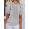 imageEVALESS Spring Outfits for Women 2025 Tunic Tops Beach Vacation Clothes Short Sleeve Shirts Crewneck Summer Blouses Loose Fit Solid Color Off The Shoulder Top Gray Tshirts Small