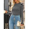 imageEVALESS Striped Sweater for Women Fall Trendy 2024 Crewneck Ribbed Knit Pullover Clothes Long Sleeve Basic Sweaters TopsBlack