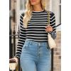 imageEVALESS Striped Sweater for Women Fall Trendy 2024 Crewneck Ribbed Knit Pullover Clothes Long Sleeve Basic Sweaters TopsBlack