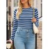 imageEVALESS Striped Sweater for Women Fall Trendy 2024 Crewneck Ribbed Knit Pullover Clothes Long Sleeve Basic Sweaters TopsBlue