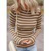 imageEVALESS Striped Sweater for Women Fall Trendy 2024 Crewneck Ribbed Knit Pullover Clothes Long Sleeve Basic Sweaters TopsBrown