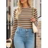 imageEVALESS Striped Sweater for Women Fall Trendy 2024 Crewneck Ribbed Knit Pullover Clothes Long Sleeve Basic Sweaters TopsBrown