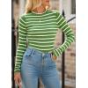 imageEVALESS Striped Sweater for Women Fall Trendy 2024 Crewneck Ribbed Knit Pullover Clothes Long Sleeve Basic Sweaters TopsGreen