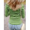 imageEVALESS Striped Sweater for Women Fall Trendy 2024 Crewneck Ribbed Knit Pullover Clothes Long Sleeve Basic Sweaters TopsGreen