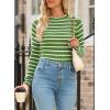 imageEVALESS Striped Sweater for Women Fall Trendy 2024 Crewneck Ribbed Knit Pullover Clothes Long Sleeve Basic Sweaters TopsGreen