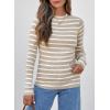 imageEVALESS Striped Sweater for Women Fall Trendy 2024 Crewneck Ribbed Knit Pullover Clothes Long Sleeve Basic Sweaters TopsKhaki