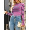 imageEVALESS Striped Sweater for Women Fall Trendy 2024 Crewneck Ribbed Knit Pullover Clothes Long Sleeve Basic Sweaters TopsPink