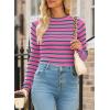 imageEVALESS Striped Sweater for Women Fall Trendy 2024 Crewneck Ribbed Knit Pullover Clothes Long Sleeve Basic Sweaters TopsPink