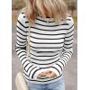 imageEVALESS Striped Sweater for Women Fall Trendy 2024 Crewneck Ribbed Knit Pullover Clothes Long Sleeve Basic Sweaters TopsWhite