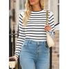 imageEVALESS Striped Sweater for Women Fall Trendy 2024 Crewneck Ribbed Knit Pullover Clothes Long Sleeve Basic Sweaters TopsWhite
