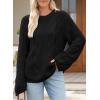 imageEVALESS Sweaters for Women 2024 Trendy Casual Crewneck Long Sleeve Cable Knit Pullover Sweaters Tops Fall ClothesBlack