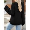 imageEVALESS Sweaters for Women 2024 Trendy Casual Crewneck Long Sleeve Cable Knit Pullover Sweaters Tops Fall ClothesBlack