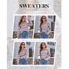 imageEVALESS Sweaters for Women Long Sleeve V Neck Striped Knit Drop Shoulder Fall Jumper 2025 Henley PulloverApricot Stripe