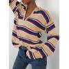 imageEVALESS Sweaters for Women Long Sleeve V Neck Striped Knit Drop Shoulder Fall Jumper 2025 Henley PulloverBlue Stripe