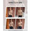 imageEVALESS Sweaters for Women Long Sleeve V Neck Striped Knit Drop Shoulder Fall Jumper 2025 Henley PulloverBrown Stripe