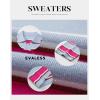 imageEVALESS Sweaters for Women Long Sleeve V Neck Striped Knit Drop Shoulder Fall Jumper 2025 Henley PulloverRose Stripe