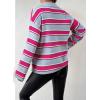 imageEVALESS Sweaters for Women Long Sleeve V Neck Striped Knit Drop Shoulder Fall Jumper 2025 Henley PulloverRose Stripe