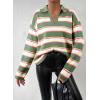 imageEVALESS Sweaters for Women Long Sleeve V Neck Striped Knit Drop Shoulder Fall Jumper 2025 Henley PulloverYellow Stripe