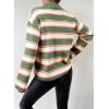 imageEVALESS Sweaters for Women Long Sleeve V Neck Striped Knit Drop Shoulder Fall Jumper 2025 Henley PulloverYellow Stripe