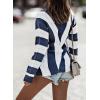 imageEVALESS Sweaters for Women Sleeve Sexy Deep V Neck Casual Knit Striped Pullover Sweater1a Blue