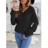 imageEVALESS Sweaters for Women Sleeve Sexy Deep V Neck Casual Knit Striped Pullover SweaterBz Black