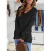 imageEVALESS Sweaters for Women Sleeve Sexy Deep V Neck Casual Knit Striped Pullover SweaterBz Black