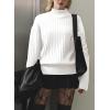 imageEVALESS Women Sweater Long Sleeve Mock Neck Oversized Ribbed Knit Pullover Winter Loose Fit Pleated Sweaters Tops S2XLWhite