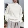 imageEVALESS Women Sweater Long Sleeve Mock Neck Oversized Ribbed Knit Pullover Winter Loose Fit Pleated Sweaters Tops S2XLWhite