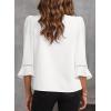 imageEVALESS Womens 34 Sleeve Tops Dressy Casual Pleated V Neck Business Work Blouses Office Shirts0white