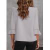 imageEVALESS Womens 34 Sleeve Tops Dressy Casual Pleated V Neck Business Work Blouses Office ShirtsLight Grey