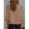 imageEVALESS Womens 34 Sleeve Tops Dressy Casual Pleated V Neck Business Work Blouses Office ShirtsParchment
