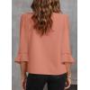 imageEVALESS Womens 34 Sleeve Tops Dressy Casual Pleated V Neck Business Work Blouses Office ShirtsTawny
