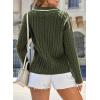 imageEVALESS Womens Cable Long Sleeve Sweaters Tops Color Block Lapel V Neck Knit Casual Soft Pullover ShirtsJungle Green