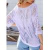 imageEVALESS Womens Crochet Hollow Out Knit Tops Half Sleeve Spring Summer Sweaters Beach Cover Ups for Women Trendy 2025Orchid Petal