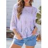 imageEVALESS Womens Crochet Hollow Out Knit Tops Half Sleeve Spring Summer Sweaters Beach Cover Ups for Women Trendy 2025Orchid Petal