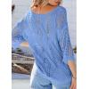 imageEVALESS Womens Crochet Hollow Out Knit Tops Half Sleeve Spring Summer Sweaters Beach Cover Ups for Women Trendy 2025Sky Blue