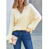 imageEVALESS Womens Cropped Chunky Cardigans Sweaters Trendy Lightweight Long Sleeve Checkered Knit Open Front Button Tops OutfitsBeige