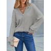 imageEVALESS Womens Cropped Chunky Cardigans Sweaters Trendy Lightweight Long Sleeve Checkered Knit Open Front Button Tops OutfitsGray