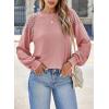 imageEVALESS Womens Long Sleeve Tops Dressy Casual Crewneck Waffle Lace Patchwork Knit T Shirts Blouses Fall Fashion 2025D Fushia