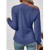 imageEVALESS Womens Off The Shoulder Tops Casual Long Sleeve Asymmetrical Boat Neck Going Out Tops T Shirts Fashion ClothingBlue