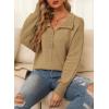 imageEVALESS Womens Oversized Knit Chunky Fall Sweater Tops 2024 V Neck Long Sleeve Lapel Collar Button Pullover OutfitsKhaki
